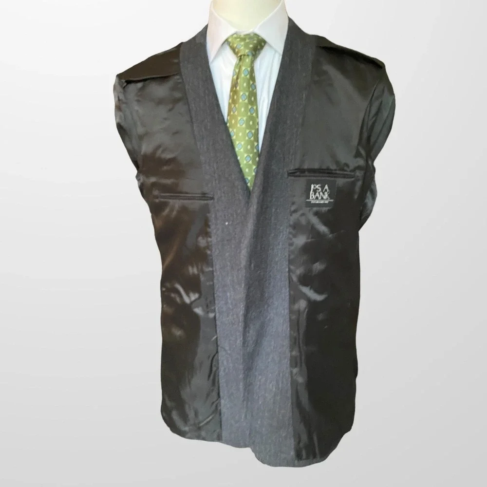 Jos A Bank Mens Sport Coat Brown Herringbone Casual Blazer Wool‎ Suit 43L